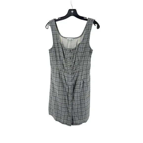 American Eagle Women's Gray Plaid Sleeveless Snap Front Dress Size Small - Picture 2 of 15
